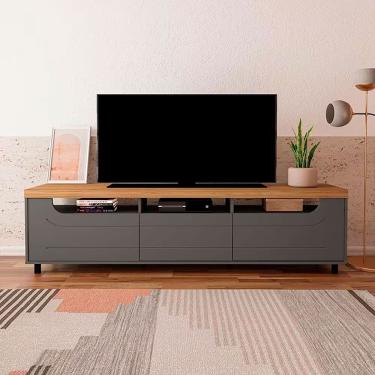 Imagem de Rack Mercury para TV Até 75 Polegadas 200CM MDF com 2 Portas e Gaveta Grafite Artely