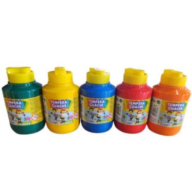 Imagem de Kit 5 Tinta Tempera Guache Escola Várias Cores 250ml Acrilex
