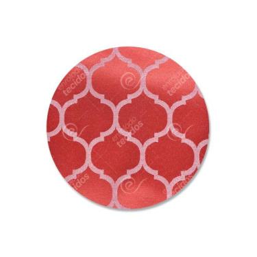 Imagem de Capa para Sousplat em Tecido Jacquard Vermelho e Branco Geométrico Tra