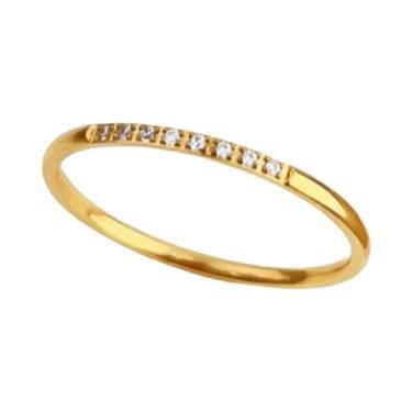 Imagem de Anel Fino De 1mm Com Zircônia Cúbica Redonda Completa Para Mulheres, A