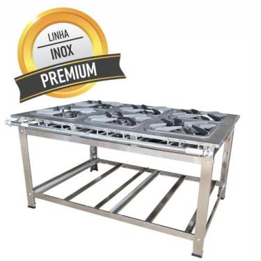 Imagem de Fogão para Cozinha Industrial Total Inox 6 Bocas Queimado com Chama Du