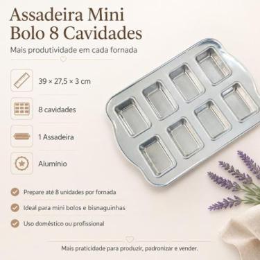 Imagem de Forma Assadeira Mini Bolo Retangular Bisnaguinha Caparroz 8 Cavidades 