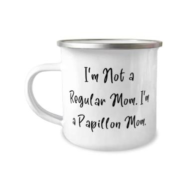 Imagem de Funny Papillon Dog Gifts, I'm Not a Regular Mom I'm a Papillon Mom, Papillon Dog 355 ml Caneca de acampamento de amigos