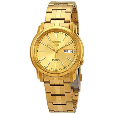 Imagem de Seiko 5 SNKL86 Relógio Masculino Dourado Aço Inoxidável Mostrador Dourado Automático