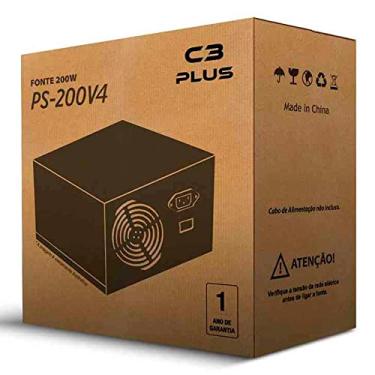 Imagem de C3Tech - Fonte 200W ATX 20+4 Pinos PS-200V4 Cooler de funcionamento silencioso embutido, protecao interna contra Curto-Circuito, sobre tensao, sob corrente e sob potencia, Prata