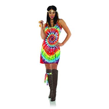 Imagem de UNDERWRAPS Mini vestido feminino hippie anos 60 tie dye, Multi, G