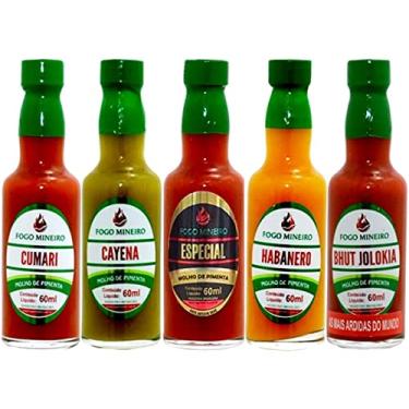 Imagem de Kit 5 Molhos De Pimenta 60ml - Fogo Mineiro
