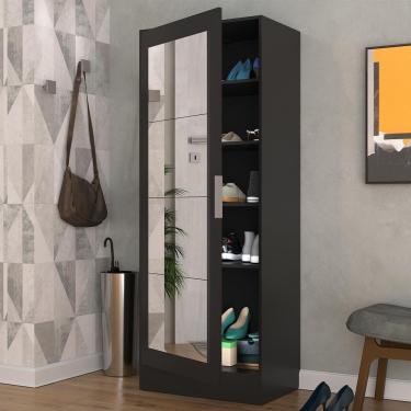 Imagem de Sapateira 1 Porta com Espelho Jade Multimóveis Preta