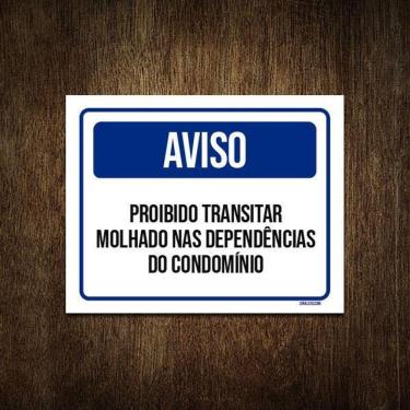Imagem de Placa Condomínio - Aviso Proibido Transitar Molhado 27X35