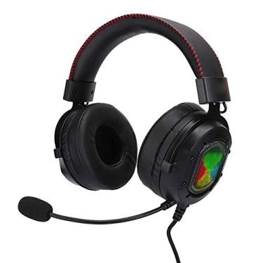 Imagem de Fone de ouvido para jogos, material ABS resistente 50 mm alto-falante magnético ampla compatibilidade fone de ouvido RGB leve para para laptop (vermelho)