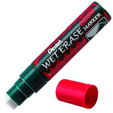 Imagem de Pentel Marcador de giz para apagar molhado, ponta jumbo, tinta vermelha, caixa com 12 (SMW56-B)