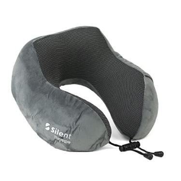 Imagem de Travesseiro Apoio Encosto de Pescoço Silent para Viagem Ergonômico em Forma de U - Travesseiro,ótimo para viajar,dormir, relaxar em casa e no trabalho (Cinza)