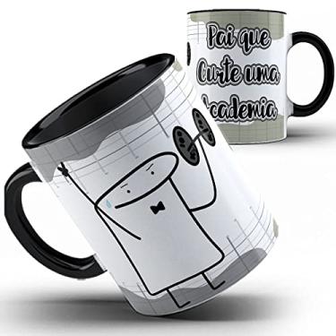 Imagem de Caneca preta Papai Flork Pai curte academia