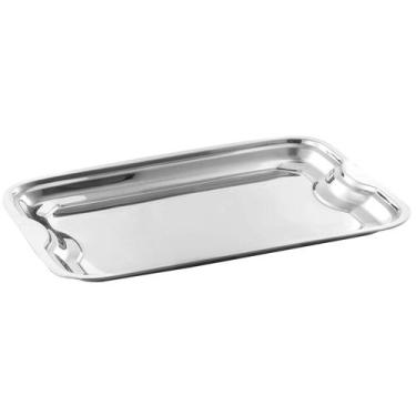 Imagem de Bandeja Retangular Em Aço Inox Para Servir Café Chá 38cm - Mimo Style