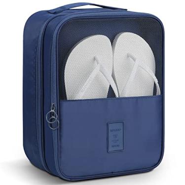 Imagem de Bolsa para sapatos Mossio com capacidade para 3 pares de sapatos para viagem e uso diário., Azul escuro, One_Size