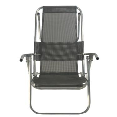 Imagem de Cadeira De Praia Aluminio Deitar Alta 5 Posições 100Kg Cinza - Cadeira