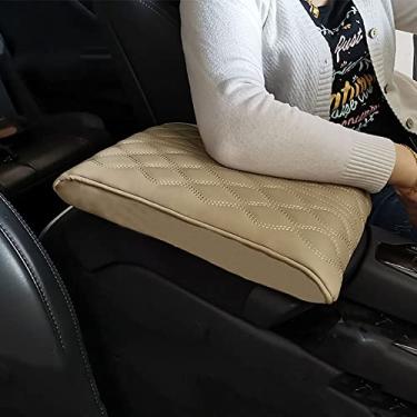 Imagem de Almofada do braço do carro, Universal Wave Patterncar Caixa de braço Booster Momory Foam Car Center Console de couro para carro, SUV, caminhão, bege