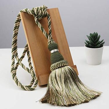 Imagem de 2 pacote de cortina borla gravata para decoração de casa suporte de cortina fivela corda corda para sala de estar quarto acessórios, verde, 4 peças