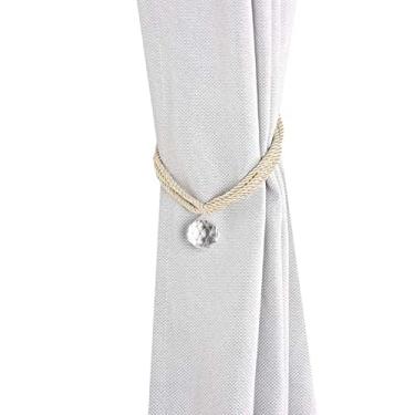 Imagem de 1 peça Cortina de borla Acessórios de quarto Suportes de cortina Fivela Corda Decoração de casa Cortina de miçangas Atadura, Bege, 1 peça