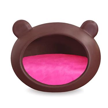 Imagem de Casa Cachorro E Gato Marrom Almofada Dupla Face Rosa/Bege P