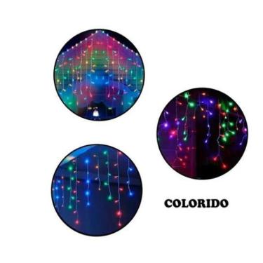 Imagem de Cascata Pisca 400 Leds Coloridos 8 Funções 10M Tomada M/F