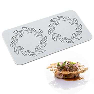 Imagem de TUKE Moldes de renda para decoração de bolos moldes de silicone de folha 3D para assar moldes de goma moldes de argila para fondant tapetes de renda flor favo de mel padrão de abelha para açúcar chocolate polímero (Folha_8x4x0.12cm_R)