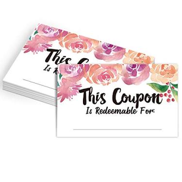Imagem de 50 cartões de cupom, certificados de presente floral em branco para negócios, cupons para mãe, esposa, marido, negócios - Vouchers, cupom de serviços comerciais para oferecer recompensas e incentivos