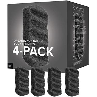 Imagem de Esponja corporal orgânica Minamul Konjac esfoliante | Esfoliante corporal suave para o dia a dia | Infundido com o melhor carvão ativado por bambu | Seguro para pele oleosa, seca, combinada ou sensível | Conjunto com 4