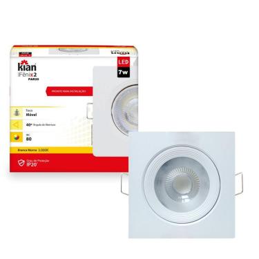 Imagem de Kit10 Spot Led Croica Embutir Teto Quadrado 7W 3000K Amarelo