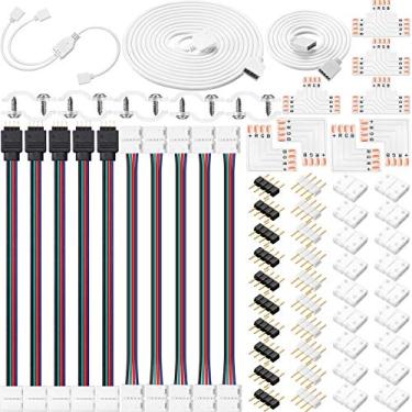 Imagem de Honoson 5050 4 pinos RGB 10 mm kit conector de fita LED cabo de extensão RGB, jumper de...
