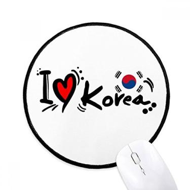 Imagem de DIYthinker I Love Korea Bandeira de Palavras Amor Coração Ilustração Mouse Pad Desktop Escritório Tapete Redondo para Computador
