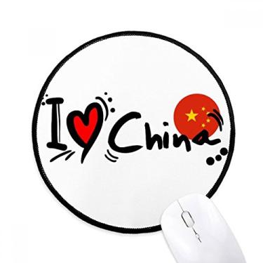 Imagem de DIYthinker I Love China Word Flag Heart Mouse Pad Desktop Office Tapete redondo para computador