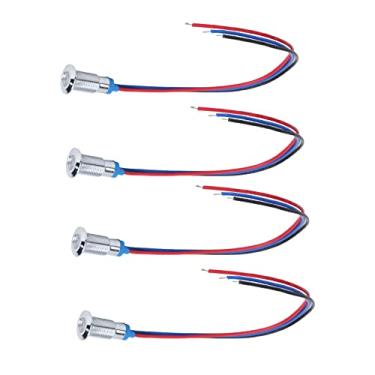 Imagem de Luzes de LED de sinal de 8 mm, luzes de controle industrial, lâmpada indicadora de cabeça chata, conjunto com 4 para modificação de carro para computador (vermelho e azul)