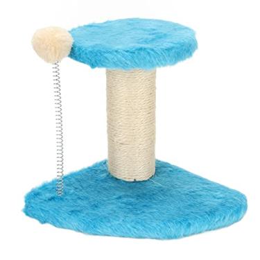 Imagem de Arranhador para Gatos Corda de Sisal de Pelúcia Interativa para Gatos Poste para Arranhar para Gatos Torre de Escalada para Gatos Árvore de Atividades para Gatos Em Ambientes Internos Gatinhos (Azul)