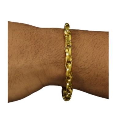 Imagem de Pulseira 8mm Tijolinho Elo duplo moeda antiga nao descasca