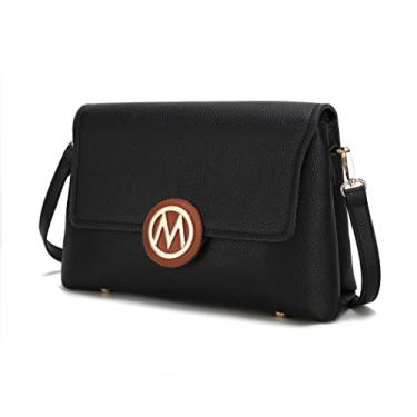 Imagem de MKF Bolsa tiracolo feminina – Bolsa de couro PU – Bolsa carteiro lateral de designer, cruzado de ombro, Johanna preto-marrom, Medium