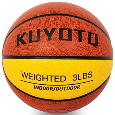 Imagem de KUYOTQ 1,4 kg 75 cm composto de basquete pesado para uso interno e externo para melhorar o manuseio da bola, passes e habilidades de rebote (esvaziado, tamanho 7)