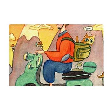 Imagem de DIYthinker Miaoji Tapete antiderrapante para porta de banheiro com pintura aquarela para gatos