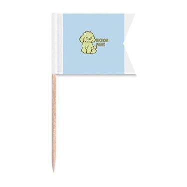 Imagem de Bichon Hair Pet Breeding Art Deco, presente moderno com bandeiras de palito de dentes, marcação de rotulagem para festas, bolos, alimentos, queijo