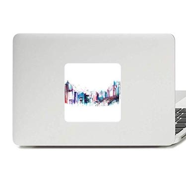 Imagem de Adesivo de vinil com arranha-céu em aquarela para decoração de PC