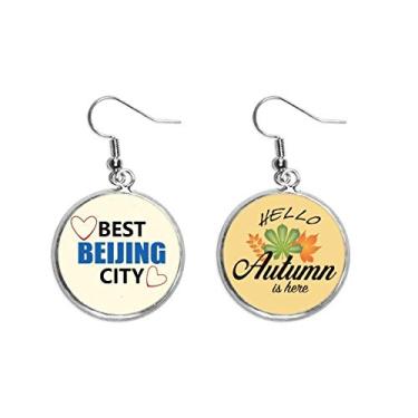 Imagem de Placa de Pequim Art Déco, presente moderno, orelha, pendente, folha de outono, joia brinco