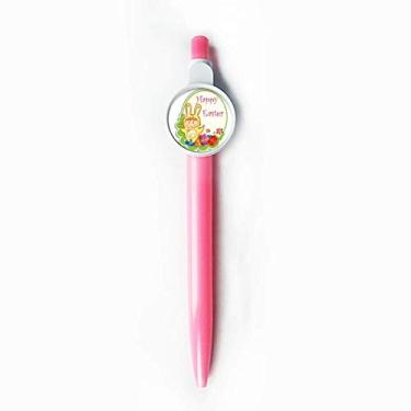 Imagem de Happy Easter Coelhinho amarelo criança ovo cultura rollerball ponta azul retrátil caneta escrita papelaria