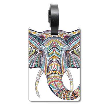 Imagem de Estilo mosaico, design de elefante colorido, bolsa de viagem, etiqueta para cartão de bagagem, etiqueta