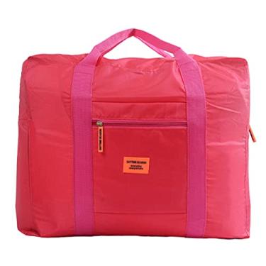 Imagem de Grey990 Bolsa de armazenamento, feminina, masculina, impermeável, dobrável, com zíper, bolsa de armazenamento, bolsa organizadora, Vermelho rosa,