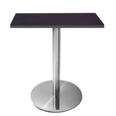 Imagem de Mesa Beta Em Inox 75 Cm (Altura) Com Disco Redondo Com Tampo Em Mdp Quadrado 60 Cm Preto