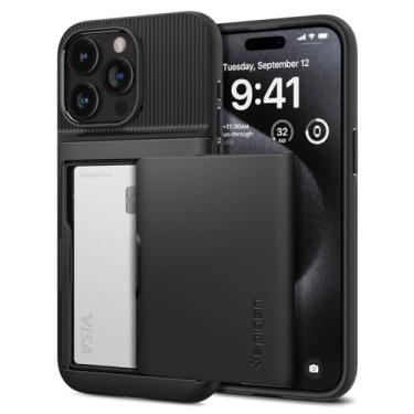 Imagem de Capa Spigen para iPhone 15 Pro Max, Slim Armor CS [suporte para cartão] projetada para Apple iPhone 15 Pro Max - preta