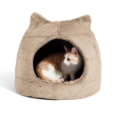 Imagem de Best Friends by Sheri Meow Hut in Fur Cover Dome Cat and Dog Bed, Trigo, Pequena