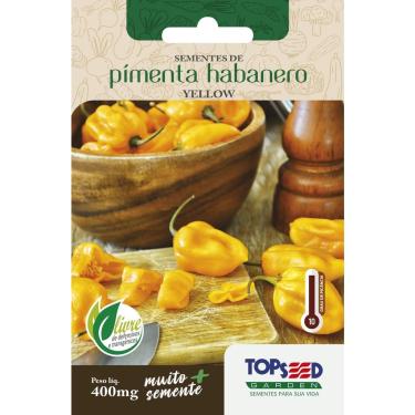 Imagem de Sementes Pimenta Habanero Yellow Brilhante Ardida 400mg Molhos Vasos Horta
