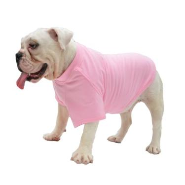 Imagem de Lovelonglong 2019 Trajes de animal de estimação Roupas de cachorro roupas em branco Camisetas para cães grandes médios pequenos 100% algodão 18 coresLovelonglong B-S (for Bulldog -15lbs) rosa