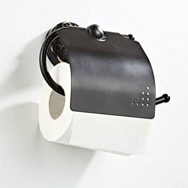 Imagem de Conjunto de acessórios pretos para banheiro Secador de cabelo antigo Suporte para copos de papel higiênico Suporte de toalhas de papel Anel de saboneteira Cesta de roupão Gancho para casacos Barra de apoio, suporte de papel